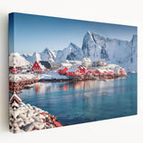 Stretched canvas wall art showcasing a serene seascape with vibrant blues and greens, ideal for coastal home decor, enhancing any living space.