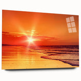 Acrylic glass wall art collection featuring vibrant seascapes and landscapes in a side view display, showcasing intricate details and vivid colors, ideal for home decor.