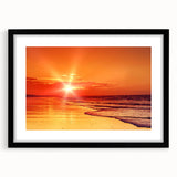 Framed wall art collection featuring serene seascape landscapes with a sleek black frame and matting, designed to enhance home decor and add tranquility.