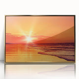 Framed wall art collection showcasing a stunning seascape design with vibrant colors and gold accents, perfect for enhancing modern home decor aesthetics.