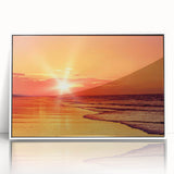 Framed acrylic wall art featuring a serene seascape design with soft blue and white tones. Ideal for coastal home decor, adding tranquility to any room.