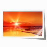 Vibrant rolled wall art print showcasing serene seascape design with soft blues and sandy hues, perfect for coastal-themed decor, packaged securely in a tube.