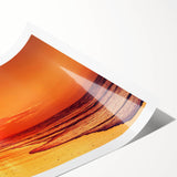 Rolled print showcasing a vibrant seascape design with calming blue hues, perfect for home decor. Packaged securely in a durable cardboard tube for protection during shipping.