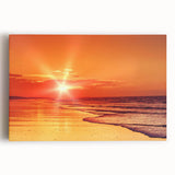 Stretched canvas art piece showcasing a vibrant seascape design with rich blues and greens, perfect for coastal-themed home decor or interior design inspiration.