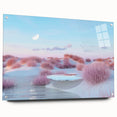 Acrylic glass wall art piece showcasing a serene seascape design, elegantly framed and pinned for display, perfect for coastal-themed interior decor.