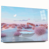 Acrylic glass wall art piece showcasing a serene seascape design, elegantly framed and pinned for display, perfect for coastal-themed interior decor.