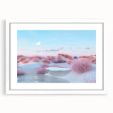 Framed wall art collection showcasing a serene seascape design in white matting and frame, perfect for coastal-themed home decor and interior design.