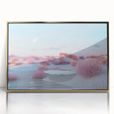 Framed wall art featuring a stunning seascape design, showcasing vibrant blues and golden hues, perfect for enhancing modern home decor. The acrylic frame adds a sleek touch, ideal for beach-themed interiors.