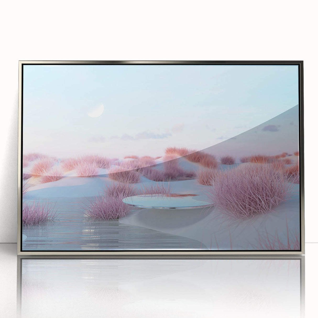 Framed wall art collection showcasing a serene seascape design with silver accents, perfect for enhancing modern decor and creating a calming atmosphere.