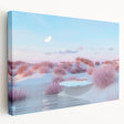 Stretched canvas wall art showcasing a serene coastal landscape with vibrant blues and greens, ideal for adding a calming touch to home decor.