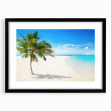 Black-framed wall art showcasing a serene seascape design with a mat, perfect for enhancing home decor. Ideal for coastal-themed interiors and art lovers.