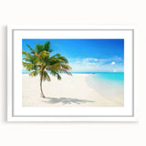 Framed wall art collection showcasing serene seascapes in soft blues and whites, elegantly matted and displayed in a sleek white frame, perfect for home décor.