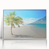 Framed wall art collection showcasing a serene seascape design with vibrant blue hues and white accents, elegantly displayed in a modern acrylic frame.