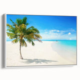 Framed canvas wall art collection showcasing serene seascapes and landscapes with a white frame, ideal for enhancing home decor with natural beauty.
