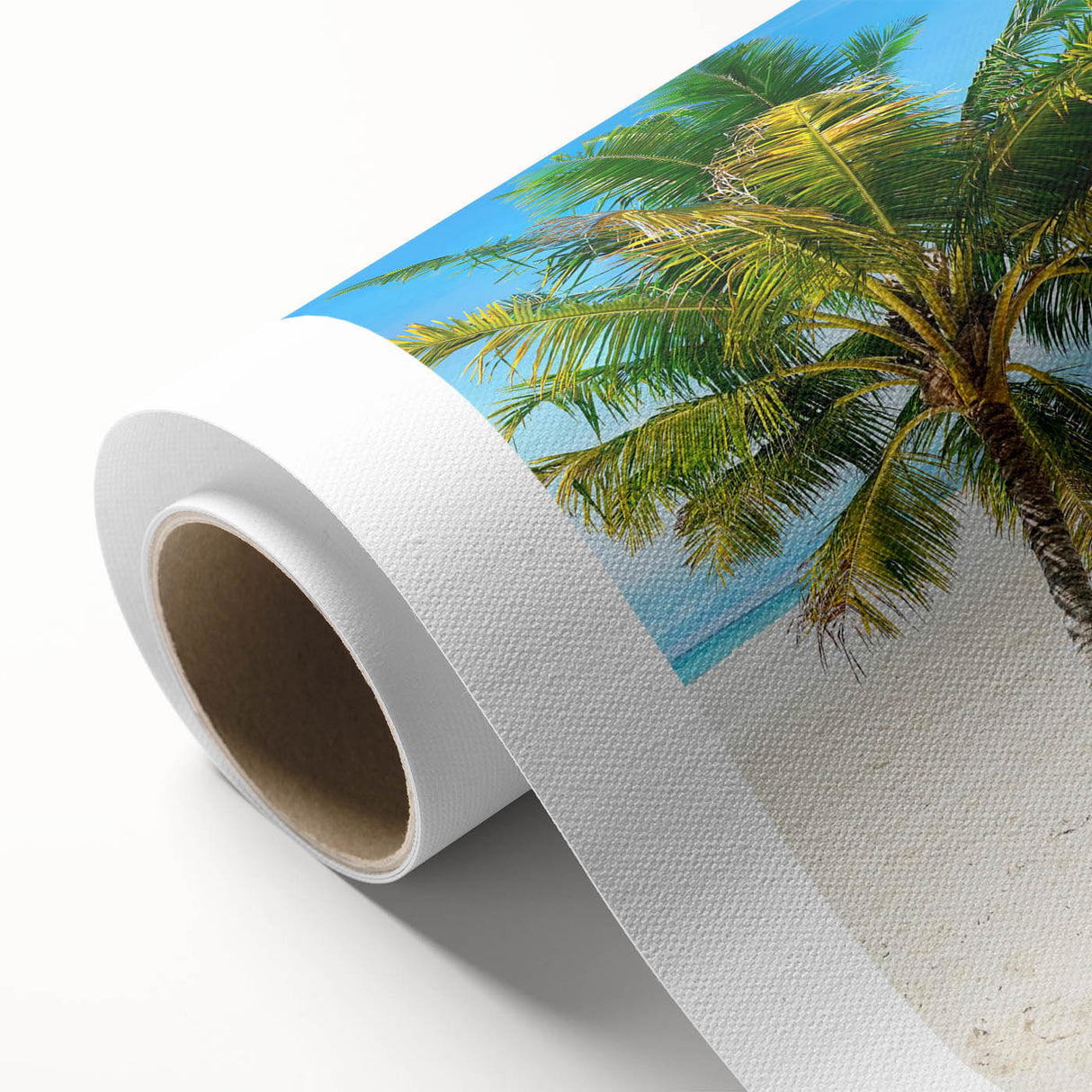Rolled canvas artwork showcasing a vibrant seascape design with dynamic waves and sunset colors, ideal for home decor. Packaged securely for safe delivery.
