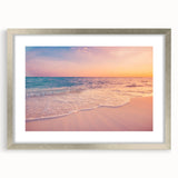 Framed wall art collection featuring a serene seascape design with a silver mat, ideal for enhancing modern home décor. This landscape artwork showcases tranquil ocean hues and elegant framing, perfect for living spaces or offices.