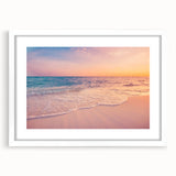 Framed wall art collection showcasing a serene seascape design with a white mat, ideal for enhancing modern home decor, emphasizing tranquility and elegance.
