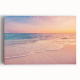 Stretched canvas artwork showcasing a vibrant seascape design with calming blue and green hues, perfect for enhancing home decor with a coastal theme.