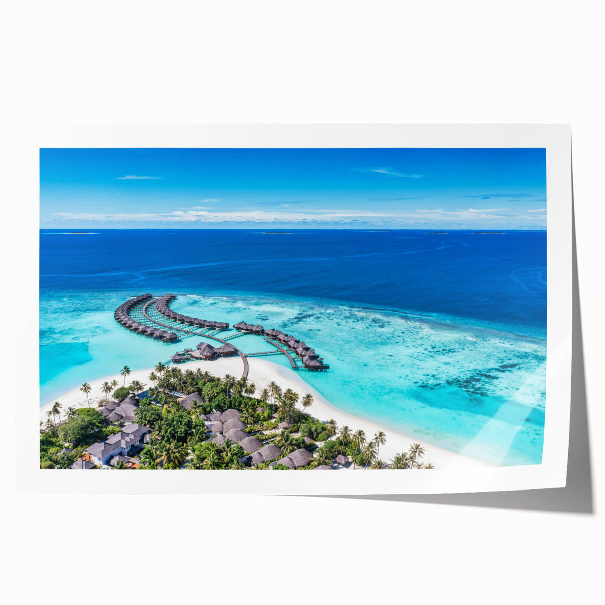 Rolled print showcasing a serene coastal landscape with soft waves and a pastel sunset, designed for wall art decor, elegantly packaged in a protective tube.