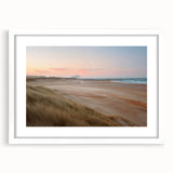 Framed wall art collection showcasing a vibrant seascape design, featuring calming blues and greens, set in a sleek white frame with a mat, ideal for home decor.