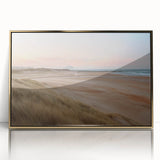 Framed acrylic wall art collection showcasing a serene seascape design with gold accents, ideal for enhancing coastal-themed interiors. The artwork features calming ocean waves and a tranquil sky, perfect for living rooms or beach houses.
