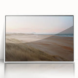 Framed acrylic wall art featuring a serene seascape design in vibrant colors, showcasing gentle waves and a clear sky, ideal for enhancing coastal home decor.