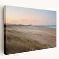 Stretched canvas wall art showcasing a vibrant seascape design, featuring calming blue waves and a serene beach, ideal for coastal home decor.