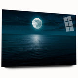 Acrylic glass wall art collection showcasing a vibrant seascape design with colorful ocean waves and a serene sky, displayed from a side view without pins. Ideal for enhancing home decor with coastal themes.