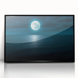 Framed wall art collection showcasing a serene seascape design with vibrant blues and greens, presented in a sleek black frame, perfect for modern decor.