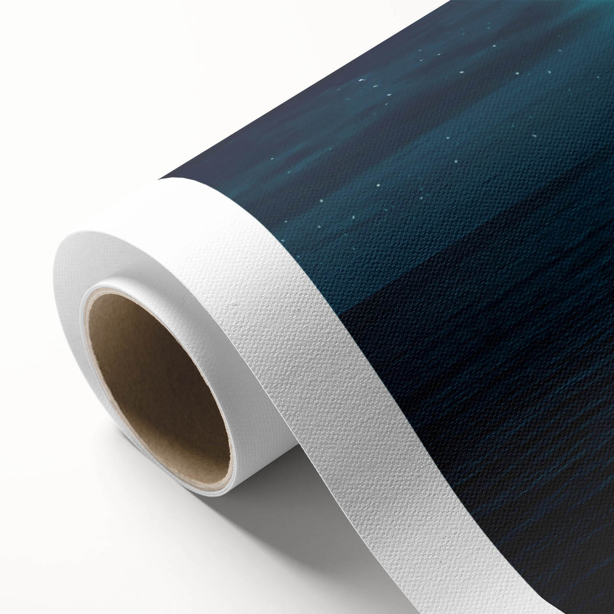 Rolled canvas artwork showcasing a serene seascape design, featuring vibrant blues and soft whites, ideal for coastal-themed decor. The piece is elegantly packaged in a protective tube, ensuring safe delivery for art enthusiasts.