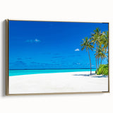 Framed canvas wall art from the Landscapes & Seascapes collection, showcasing serene ocean waves and golden hues, perfect for coastal-themed decor.