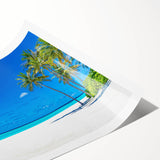 Rolled print showcasing a vibrant seascape design with calming blues and greens, perfect for coastal-themed decor. Ideal for home or office wall art collection.