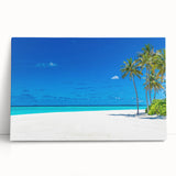 Stretched canvas artwork showcasing a serene seascape design, featuring calming blue and green hues, ideal for coastal decor in modern interiors.