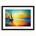 Framed landscape wall art collection showcasing seascapes with a black mat and frame, designed to enhance interior decor and evoke tranquility.