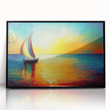 Framed acrylic wall art from the Landscapes Seascapes Design 20 collection, showcasing a vibrant coastal scene with rich colors and a sleek black frame, perfect for modern decor.