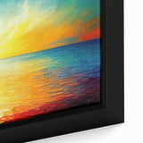 Framed canvas artwork showcasing a vibrant seascape design with rich blues and greens, perfect for coastal-themed decor. Ideal for enhancing interior spaces.