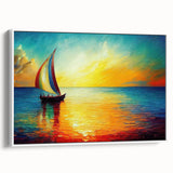 Framed canvas wall art from the Landscapes & Seascapes collection, showcasing serene ocean waves in vibrant blues and whites, perfect for coastal decor.