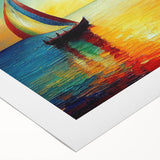 Rolled canvas artwork showcasing a vibrant seascape design, featuring rich blues and greens of the ocean, perfect for enhancing any coastal-themed interior space.