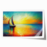 Vibrant rolled canvas print showcasing a serene seascape design with soft blue and green hues, perfect for enhancing home decor and wall art collections.