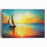 Stretched canvas wall art showcasing a serene seascape design with vibrant blues and soft white waves, ideal for coastal-themed home decor and relaxation.