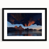 Black-framed wall art showcasing a stunning seascape design, featuring vibrant colors and intricate details, perfect for enhancing home decor aesthetics.