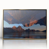 Framed acrylic wall art showcasing a serene seascape design with gold accents. The piece features calming ocean hues and is ideal for modern home decor.