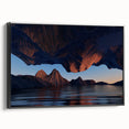 Framed canvas wall art from the Landscapes & Seascapes collection, showcasing serene ocean waves and a vibrant sunset. The piece features a sleek black frame, enhancing its modern aesthetic, perfect for home decor or office spaces.