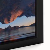 Close-up of a framed canvas wall art piece showcasing a vibrant seascape design, featuring calming blues and greens, perfect for enhancing modern home decor.