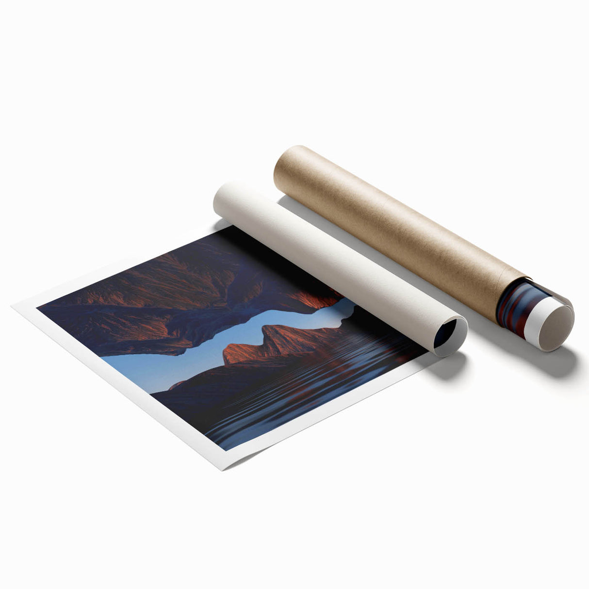 Rolled print of a serene seascape, showcasing vibrant blues and soft waves, ideal for coastal-themed decor. Perfect for enhancing living spaces with calming ocean vibes.