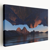 Stretched canvas artwork showcasing a vibrant seascape design, highlighting dynamic waves and a colorful sunset, ideal for coastal-themed home decor.
