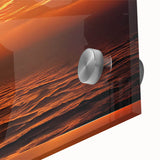 Close-up of a vibrant acrylic glass wall art piece showcasing a stunning seascape design, featuring rich blues and greens, perfect for coastal-themed decor. Ideal for elevating interior aesthetics with a contemporary touch.