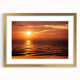 Framed wall art featuring a serene seascape design with a gold mat, perfect for coastal-themed decor. The elegant frame enhances the tranquil ocean view.