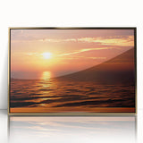 Framed acrylic wall art showcasing a stunning seascape design, featuring vibrant blues and gold accents, ideal for modern home decor. Perfect for coastal-themed interiors.