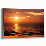 Framed canvas wall art from the Landscapes & Seascapes collection showcasing a serene ocean view, highlighted by silver accents and a sleek side profile, perfect for modern home decor.